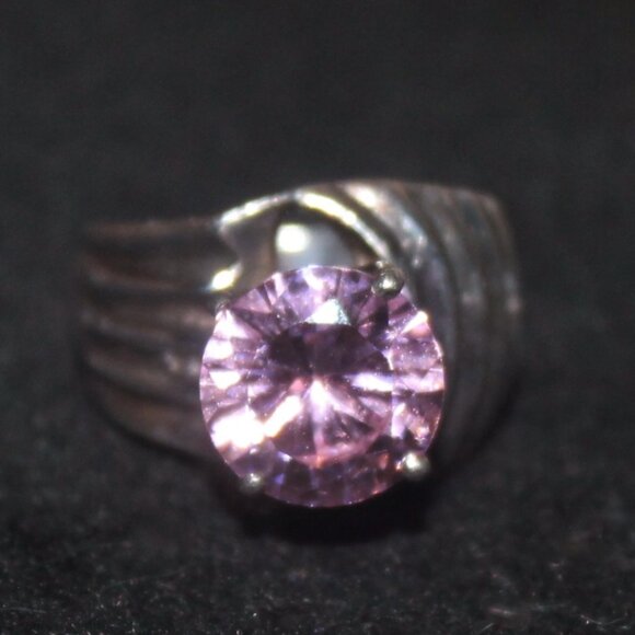 925 Sterling Large Pink Sapphire Wide Shrimp Statement Cocktail Ring - Picture 2 of 10